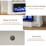 QUW Fireplace TV Stand for TVs up to 65", Farmhouse 52" Fireplace Entertainment Center with 36" 3-Side Glass Electric Fireplace, TV Console with Open Storage Shelves for Living Room, Antique White QUW
