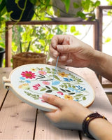 TINDTOP Embroidery Kit for Adult, Owl Embroidery Kit for Beginners Include Embroidery Cloth Hoops Threads for Craft Lover Hand Stitch with Embroidery Skill Techniques (Florals)
