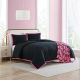 Betsey Johnson - Twin Comforter Set, Bedding Set with Matching Sham & Bonus Soft Throw, Dorm Essentials (Signature Hotel Solid Black) Betsey Johnson