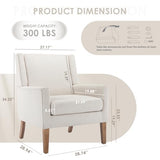 COLAMY Modern Wingback Living Room Chair, Upholstered Fabric Accent Armchair, Single Sofa Chair with Lounge Seat and Wood Legs for Office/Bedroom/Reading Spaces, Beige COLAMY