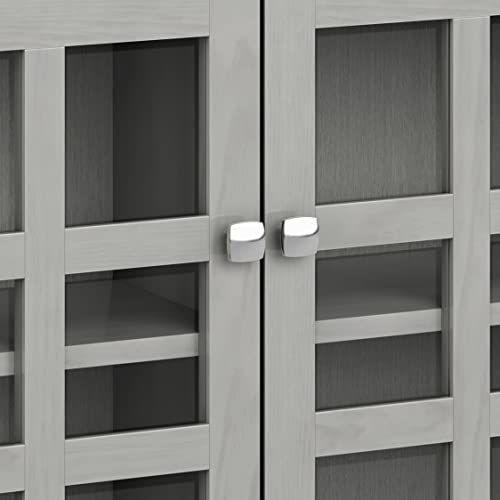 SIMPLIHOME Acadian SOLID WOOD 36 Inch Wide Rustic Entryway Hallway Storage Cabinet in Fog Grey, For the Living Room, Entryway and Family Room SIMPLIHOME