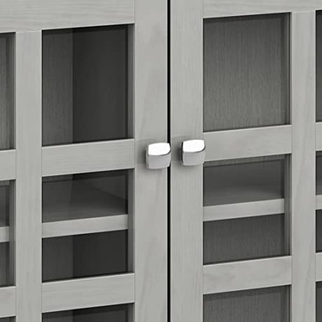 SIMPLIHOME Acadian SOLID WOOD 36 Inch Wide Rustic Entryway Hallway Storage Cabinet in Fog Grey, For the Living Room, Entryway and Family Room SIMPLIHOME