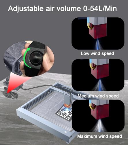 OMATAT Air Assist for Laser Engraver, 54 L/Min Strong Airflow Air Assist for La-ser Cutting and Laser Engraving, Remove Smoke, Low Noise Air Assist Pump with Adjustable Knob (110V) OMATAT