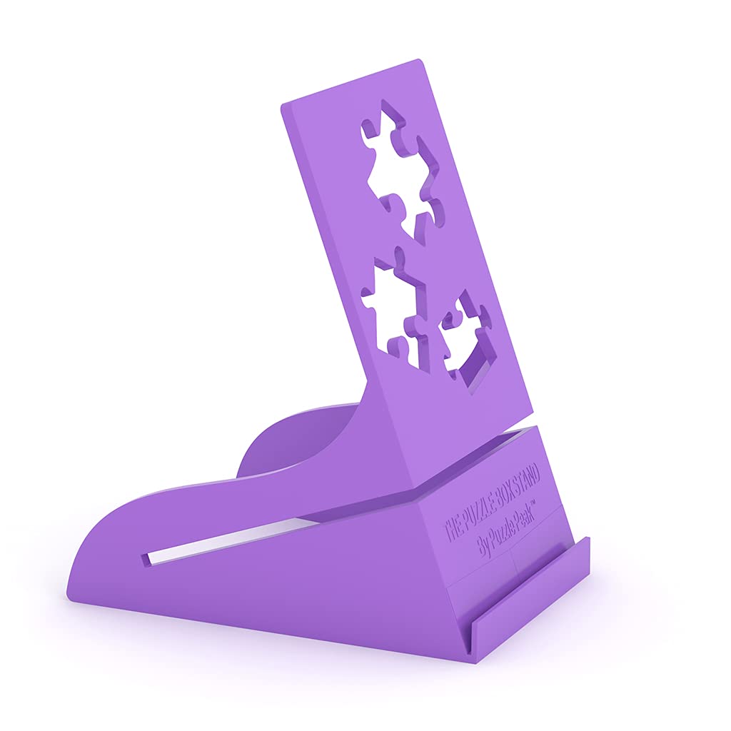 Puzzle Peak All-in-One Jigsaw Puzzle Box Stand and Puzzle Poster Holder Accessory for All Puzzlers - Purple Puzzle Peak