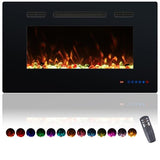 Valuxhome 30 Inches Recessed and Wall Mounted Electric Fireplaces Insert for Living Room with Remote,1500W/750W,13 Fuel Bed Colors, Overheating Protection, Crystal, Touch Screen, Timer, Black Valuxhome