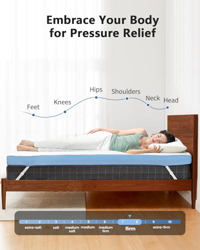 PERLECARE 3 Inch Firm Mattress Topper Full Size, Cooling Gel-Infused & Bamboo Charcoal Memory Foam Bed Topper for Pressure Relief, High-Density Mattress Pad with Removable Cover PERLECARE