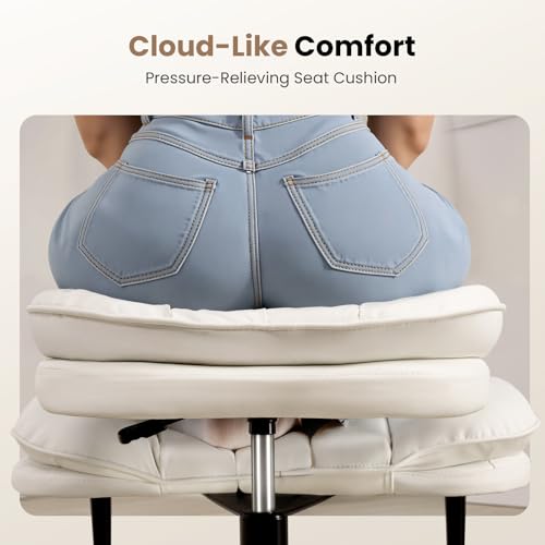 Cross Legged Office Chair, Ergonomic Cloud Criss Cross Desk Chair, Meditation Chair with Wheels, Height Adjustable Seat for ADHD, Wide Kneeling Chair with Back Support HOMRELEXA
