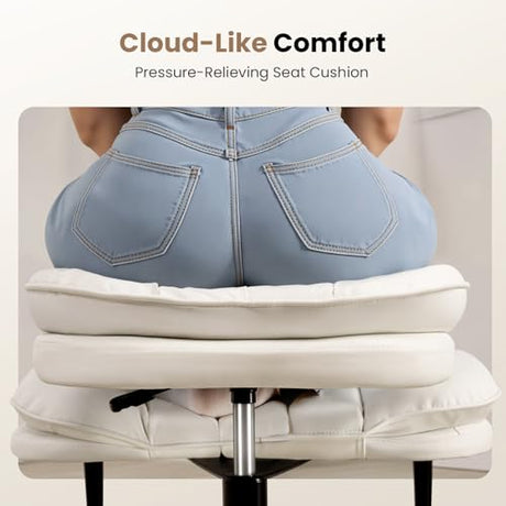Cross Legged Office Chair, Ergonomic Cloud Criss Cross Desk Chair, Meditation Chair with Wheels, Height Adjustable Seat for ADHD, Wide Kneeling Chair with Back Support HOMRELEXA