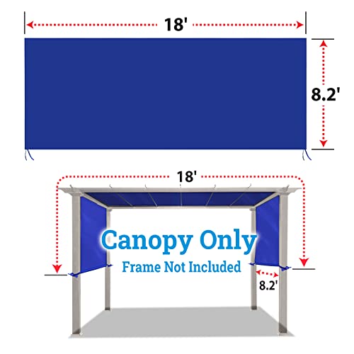 BenefitUSA Universal Replacement Top Pergola Structure (18' L x 8.2' W) Gazebo Canopy Cover Only（Blue