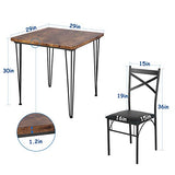 VECELO 3 Piece Dining Table Set for 2, Kitchen Table Set with 2 Chairs for Small Space, Space-Saving and Modern Design, Apartment, Easy to Assemble,Classic Brown VECELO