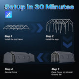 ADVANCE OUTDOOR 13x20 ft Carport 2 Roll up Doors & Vents Outdoor Portable Storage Shelter Garage Tent for Vehicle Boat Truck Anti-UV Snow Resistant Waterproof, Gray ADVANCE OUTDOOR