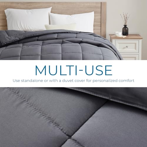 Nestl Comforter Duvet Insert, Quilted Down Alternative Twin XL Size, All Season Grey with Corner Tabs Nestl