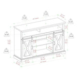 Pemberly Row Farmhouse Sliding Door Wood 52" Highboy TV Stand Console Buffet Credenza Storage Cabinet in White Pemberly Row