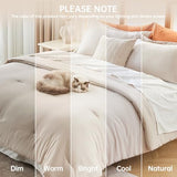 MUXHOMO Beige Full Comforter Sets, All Season Ultra Soft Down Alternative Bedding - 3 Piece Lightweight Bed Set Includes 1 Comforter (82"x86") and 2 Pillow Shams (20"x26") MUXHOMO