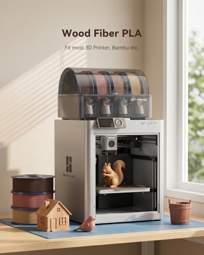 SUNLU Wood PLA Filament Bundle 1.75mm 4KG, Real Wood Fiber Added 3D Printer Filament, 4 pcs 1kg Spool(2.2lbs) Natural Wood Texture & Scent, Clog-Free, Fits for Most FDM 3D Printers SUNLU