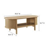 Modway Cadence Oval Coffee Table in [Color] - Mid Century Modern Center Table with Open Storage for Living Room Organization - Wood Grain Fluted Accent Table Modway