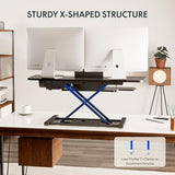 FLEXISPOT 42 inch Electric Motor Desk Converter, Height Adjustable Motorized Stand up Desk Riser with Quick Release Keyboard Tray, Black Monitors and Laptop Workstation FLEXISPOT