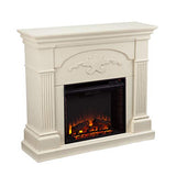 SEI Furniture Sicilian Harvest Traditional Style Electric 44" Mantel Fireplace, Radiant Heat Space Heater w/LED Flames Remote Controlled Features, Ivory SEI Furniture