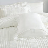 WONGS BEDDING White Comforter Set King,7 Pieces Ruffle Comforter Set with Sheets,Textured Bed in a Bag for King Bed 104"×90" WONGS BEDDING
