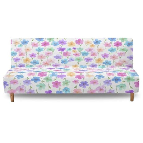 Fipuivrn Colorful Cherry Blossom Print Armless Futon Sofa Cover, Anti Scratch Furniture Protector Breathable Folding Sofa Bed Slipcover with Stretch Bottom for Kids and Pets Fipuivrn