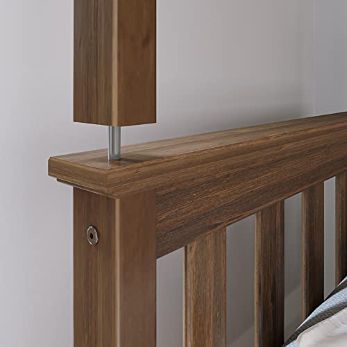 Max & Lily Bunk Bed Twin over Twin, Solid Wood Bunk Bed Frame with Ladder for Kids, 14" Safety Guardrails, Easy Assembly, No Box Spring Needed, Walnut Max & Lily