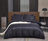 Arianaut Duvet Cover Full Size Black 5 Pieces Satin Full Duvet Cover Luxury Coquette Silk Like Striped Duvet Cover Black Bedding Set Comforter Cover with Zipper Closure 1 Duvet Cover 4 Pillow Cases Arianaut