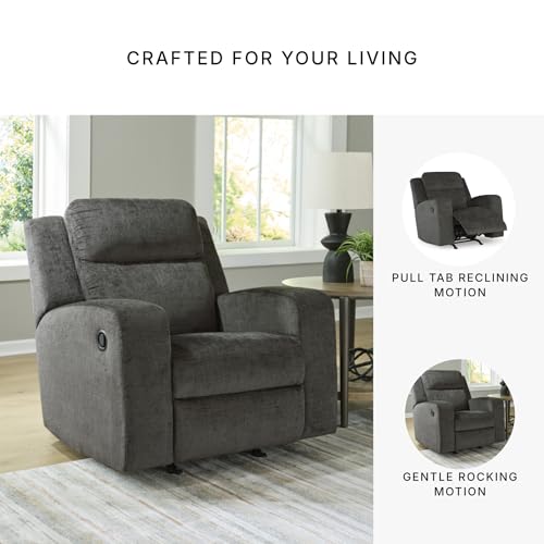 Signature Design by Ashley Kanlow Casual Manual Rocker Recliner with Track Arms, Gray Signature Design by Ashley