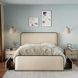 Merax Metal Platform Bed King Size with Curved Upholstered Headboard and Footboard, King Bed Frame with 4 Storage Drawers Under Bed, Heavy Duty Metal Slats, No Box Spring Needed, Easy Assembly, Beige Merax