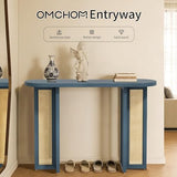 OMCHOM Blue Narrow Entryway Console Table Boho, 48 Inch Sofa Table with Leveling Feet, Hallway Table for Small Spaces Living Room Foyer Behind Couch, Easy Assembly OMCHOM