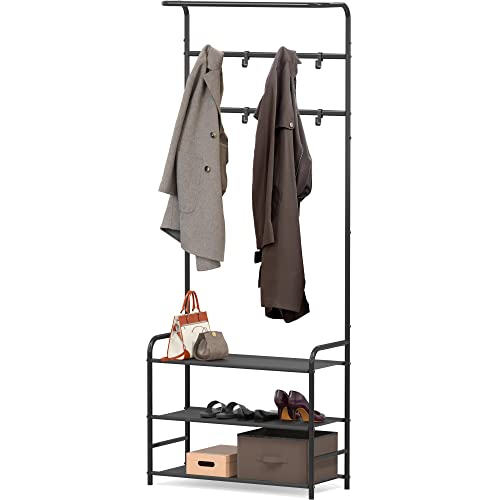 Simple Houseware Coat Rack with Storage Shelf, Black Simple Houseware