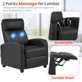 FDW Recliner Sofa Massage Chair Home Theater Seating with Lumbar Support and Padded Backrest for Living Room and Bedroom (Leather, Black) FDW