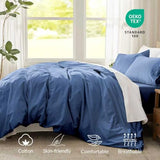 DCSKY Full Duvet Cover Set, 100% Egyptian Cotton, 1600 Thread Count, Ultra Soft & Breathable Luxury Bedding with Zipper Closure & Corner Ties, 3PCS(Navy Blue, 80''x90'') DCSKY