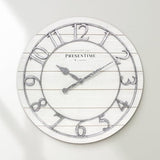 Presentime & Co Classic Farmhouse Shiplap Clock, 19.5 inch, Galvanized Finish Arabic Numerals with White Shiplap Style. Large Farmhouse Decor for Living Room, Entryway, Home Office. Wall Décor Presentime