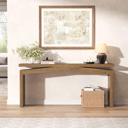 Epecoya Console Tables for Entryway 63-Inch, Wooden Sofa Tables Narrow Long Behind Couch Farmhouse, Modern Entryway Tables Rectangular for Entrance, Home, Living Room, Natural Brown Epecoya