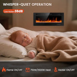 Electactic Electric Fireplace 42 inch, Recessed and Wall Mounted Electric Fireplace with Remote Control, Fireplace Heater, Linear Fireplace with Timer, Adjustable Flame Color, 750w/1500w, Black Electactic