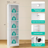 SISESOL 71" Tall Narrow Storage Cabinet with 1 Door and 5 Shelves,Slim Kitchen Pantry Cabinet,White Metal Bathroom Cabinets,Large Cupboard for Home,Kitchen,Laundry,Bathroom SISESOL