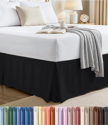 Utopia Bedding Full Bed Skirt - Soft Quadruple Pleated Ruffle - Easy Fit with 16 Inch Tailored Drop - Hotel Quality, Shrinkage and Fade Resistant (Full, Black) Utopia Bedding