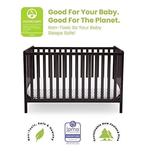 Delta Children Heartland 4-in-1 Convertible Crib - Greenguard Gold Certified, Dark Chocolate - WoodArtSupply