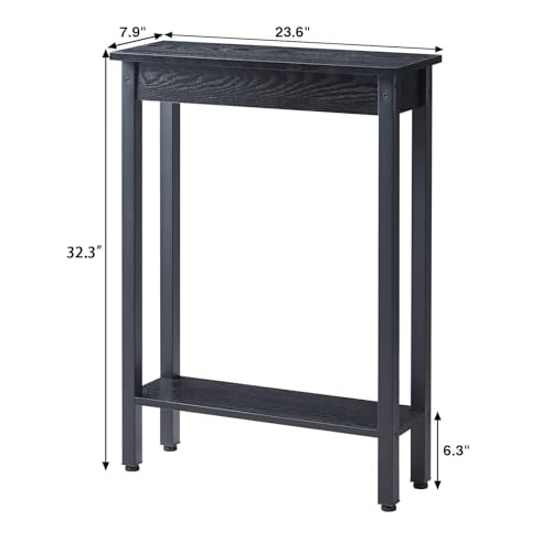 Small Console Table with Shelf Little Narrow Entryway Table Skinny Thin High Tall Display Stand for Entry Hall Hallway, Foyer, as Eextension for Long Behind Couch Sofa Table / Kitchen Countertop BAMGROW