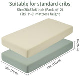 GUNTAIL Baby Crib Sheets for Boys Girls, 2 Pack Fitted Crib Sheet for Standard Crib and Toddler Mattress, Soft Microfiber Baby Sheet 52x28x8in (Brown & Green) GUNTAIL