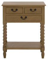 SAFAVIEH Home Collection – Athena Desert Brown 3-Drawer Console Table, Traditional Spindle-Leg Entryway & Living Room Accent (CNS5703F) SAFAVIEH