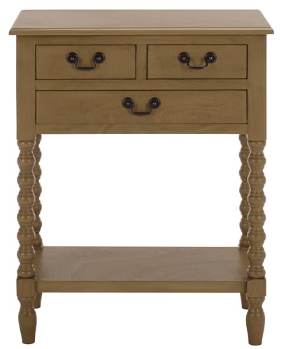 SAFAVIEH Home Collection – Athena Desert Brown 3-Drawer Console Table, Traditional Spindle-Leg Entryway & Living Room Accent (CNS5703F) SAFAVIEH