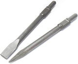 CCTi Concrete Chisels for Electric Demolition Jack Hammer 1-1/8" Hex Shank Point Flat Replacement Set Includes Flat and Point Chisel Bits California Concrete Tool