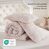 Bedsure Pink Comforter Set Queen, GentleSoft™ 3 Pieces Breathable Bow Comforter Set Women Girls with 2 Pillow Shams, Cute Queen Bedding Sets Pink Room Decor Aesthetic Bedroom Decor, 90x90 Inches Bedsure