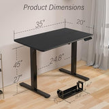 Kingant Standing Desk Height Adjustable Small Electric Stand Up Desks [35 x 20 Inch] - Ergonomic Sit Stand Desk Rising Desks for Home Office Computer Desk Stand Desk Workstation Kingant