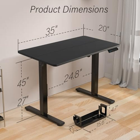 Kingant Standing Desk Height Adjustable Small Electric Stand Up Desks [35 x 20 Inch] - Ergonomic Sit Stand Desk Rising Desks for Home Office Computer Desk Stand Desk Workstation Kingant