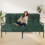 8 Inches Futon Mattress Queen Size, Futon Sofa Couch Bed with Straps, Thick Corded Fabric Floor Futon Mattress for Adults, Sleeping Mat Foldable Mattress for Camping, Green(Frame Not Included) Bliss Homey