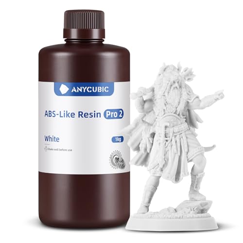 ANYCUBIC 3D Printer Resin, ABS-Like Resin Pro 2 with Enhanced Strength and Toughness, Performance far Superior to ABS-Like Resin, Low Odor, Wide Compatible for All Resin 3D Printers (White, 1kg)