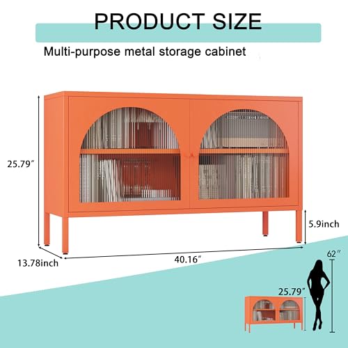 Fumedo Metal Storage Cabinet with Doors and Shelves,2 Door TV Stand,Accent Cabinet，Metal Locker&Sideboard Buffet Cabinet&Bookshelf&Cupboard for Home,Office,Living Room Fumedo