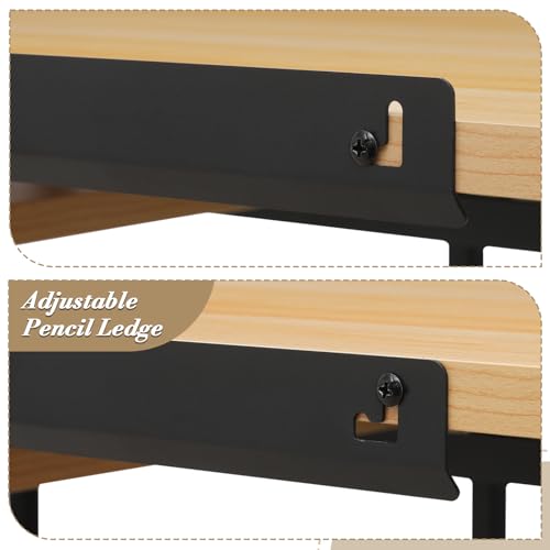 Athena Collection Drafting Table for Artists, Height Adjustable Drawing Table, Dual Desktop Art Desk Metal Frame Art Table Tiltable Craft Desk Paintings Work Station with Stool and Drawers, Natural Athena Collection